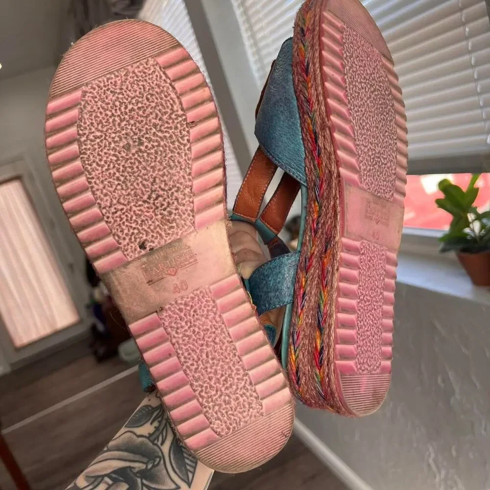 Artsy Boho Festival L'ARTISTE Tempest Leather Sandals - Picture 4 of 6